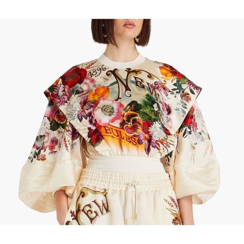 Zimmermann Clothing Ready to Wear Wonderland Billow Top S Bouquet Garden Floral - Picture 4 of 15